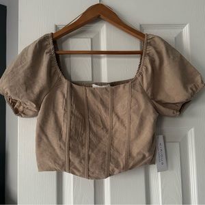NWT! Kirious Los Angeles. Cropped Tan Corset Top.
